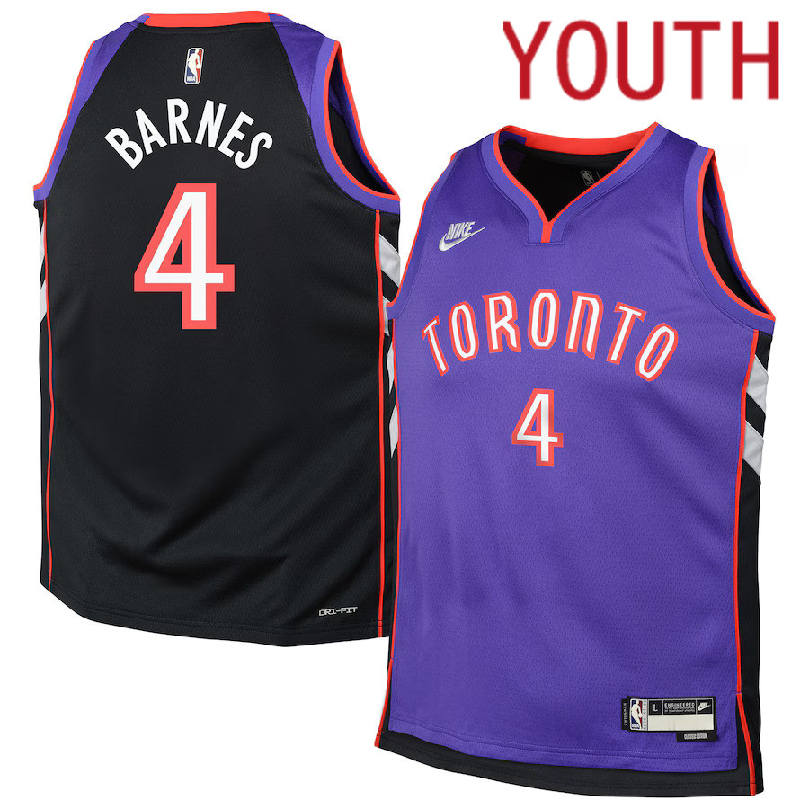 Youth Toronto Raptors #4 Scottie Barnes Nike Purple 2024-25 Swingman NBA Jersey